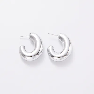 Candy Color Acrylic Spray Paint C Shaped Hoop Earrings Simple Geometry