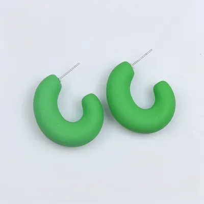 Candy Color Acrylic Spray Paint C Shaped Hoop Earrings Simple Geometry