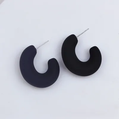Candy Color Acrylic Spray Paint C Shaped Hoop Earrings Simple Geometry