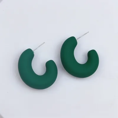 Candy Color Acrylic Spray Paint C Shaped Hoop Earrings Simple Geometry