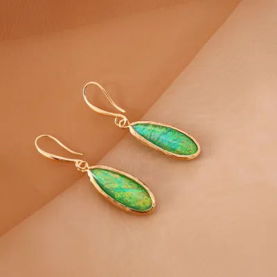 Multicolor Semi-Precious Stone Bohemian Hook Drop Earrings for Women