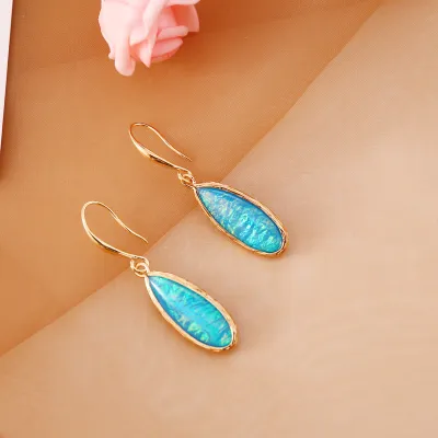 Multicolor Semi-Precious Stone Bohemian Hook Drop Earrings for Women