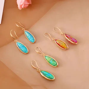 Multicolor Semi-Precious Stone Bohemian Hook Drop Earrings for Women