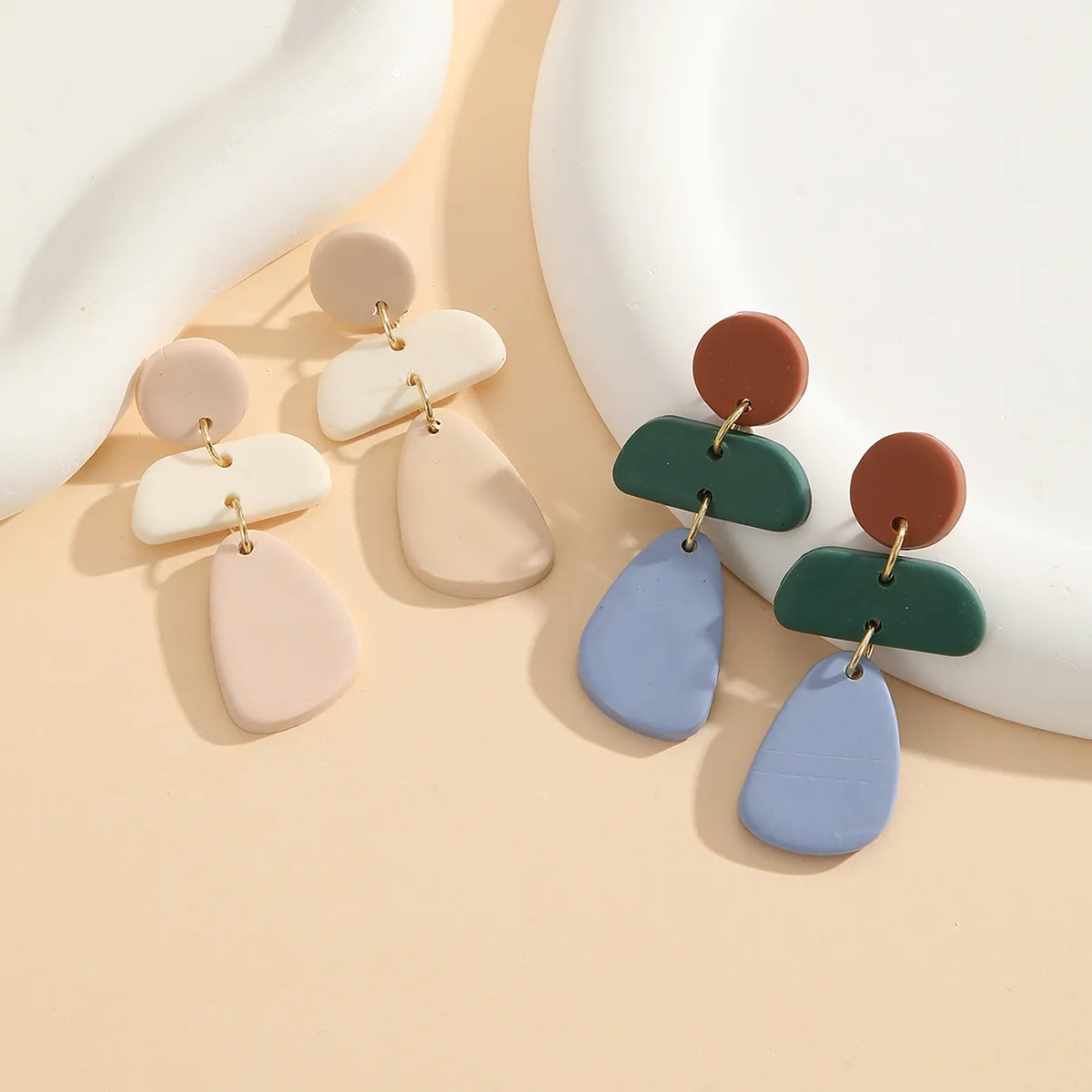 Geometric Handmade Polymer Clay Earrings Fashion
