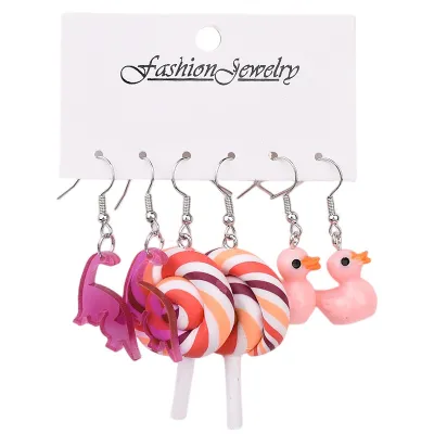 Sweet Cool Style Acrylic Earrings Women Fun Cartoon Butterfly Frog Strawberry Yellow Duck Earrings