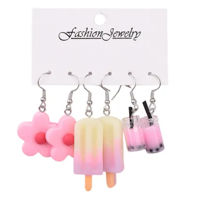 Sweet Cool Style Acrylic Earrings Women Fun Cartoon Butterfly Frog Strawberry Yellow Duck Earrings