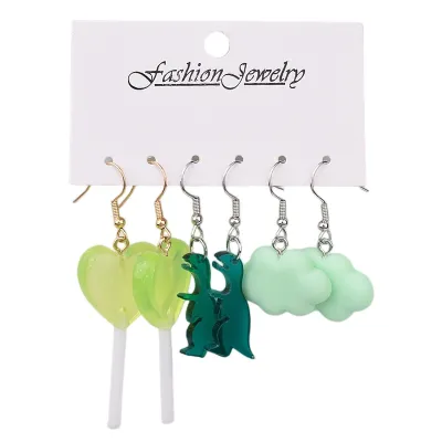 Sweet Cool Style Acrylic Earrings Women Fun Cartoon Butterfly Frog Strawberry Yellow Duck Earrings