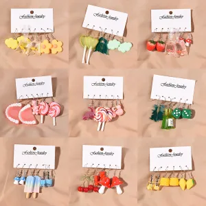 Sweet Cool Style Acrylic Earrings Women Fun Cartoon Butterfly Frog Strawberry Yellow Duck Earrings