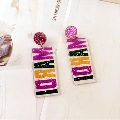 Mardi Gras Festive Elements Party Stars Balloon Acrylic Exaggerated Earrings