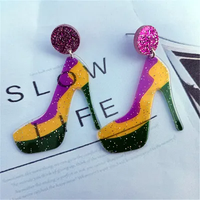 Mardi Gras Festive Elements Party Stars Balloon Acrylic Exaggerated Earrings