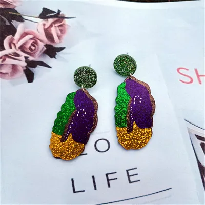 Mardi Gras Festive Elements Party Stars Balloon Acrylic Exaggerated Earrings