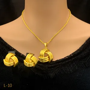 Women's Fashion Geometric Round Hollow Necklace Earrings Jewelry Set