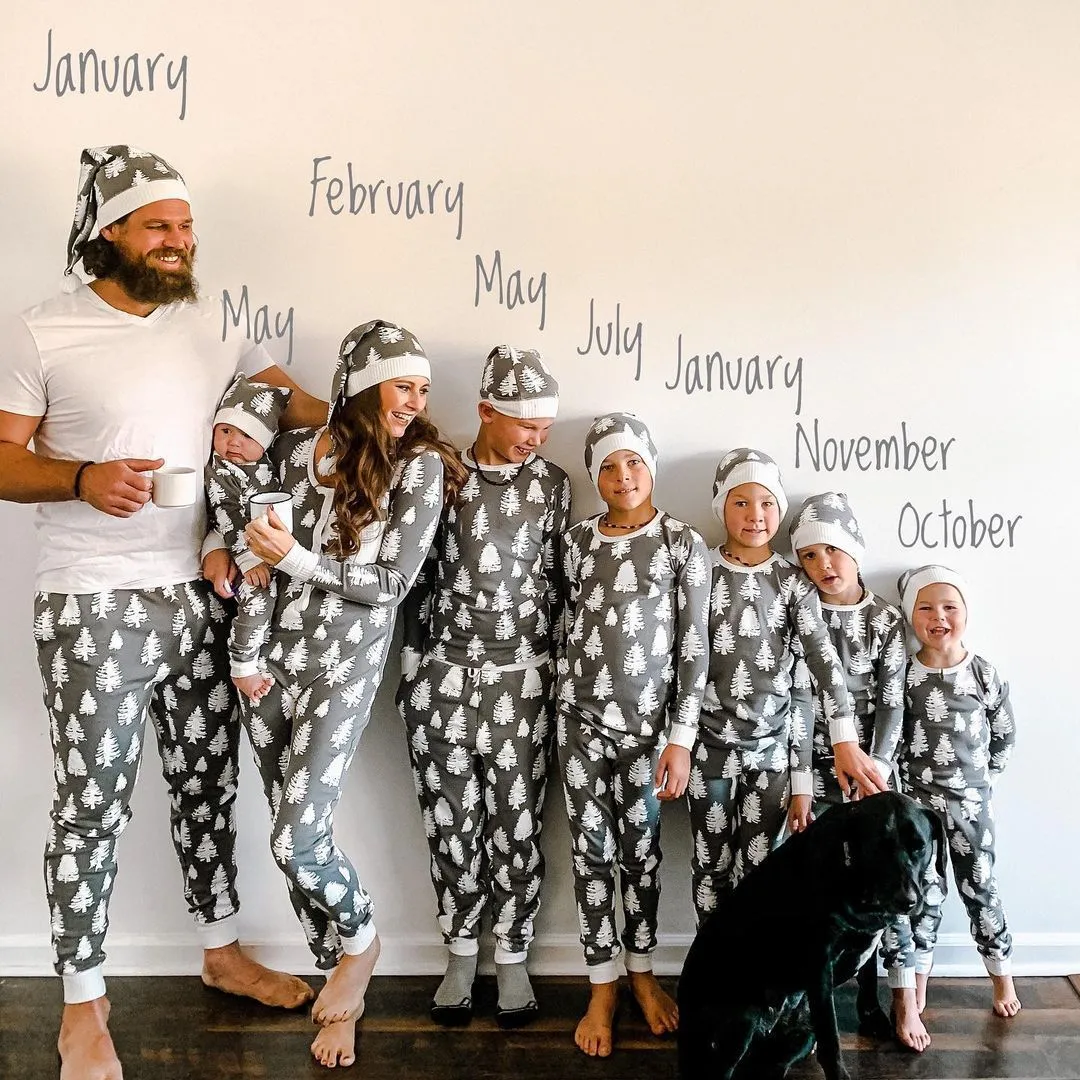 Christmas Tree Print Parent-Child Matching Home Clothes Pajamas Set