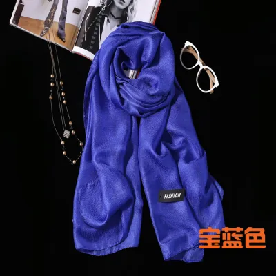 Women Solid Color Cotton Linen Long Shawl Scarf 190CM