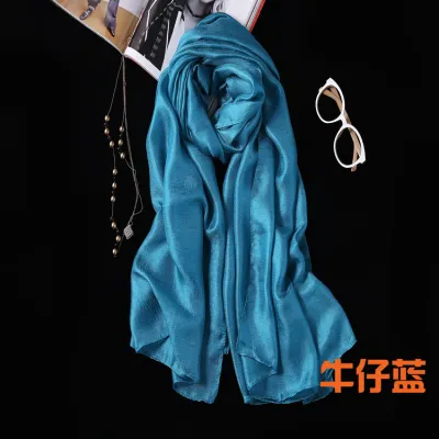 Women Solid Color Cotton Linen Long Shawl Scarf 190CM