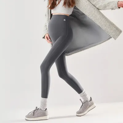 Women Maternity Fleece-Lined Thickened High Waist Yoga Pants