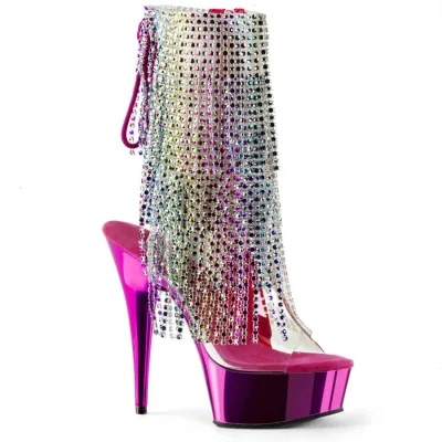 Custom Nightclub Pole Dance Women Sexy Rhinestone Tassel Waterproof Table 15Cm Thin Heel Ankle Boots