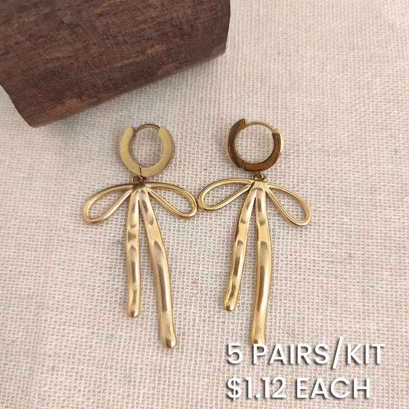 Big Bow Stainless Steel Clip On Earrings