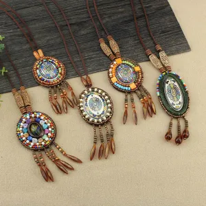 Men And Women Fashion Bohemian Tassel Pendant Acrylic Long Necklace