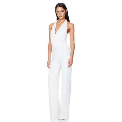 Women Sequin Backless Jumpsuit Sleeveless Long Polyester Spandex Commuter Style