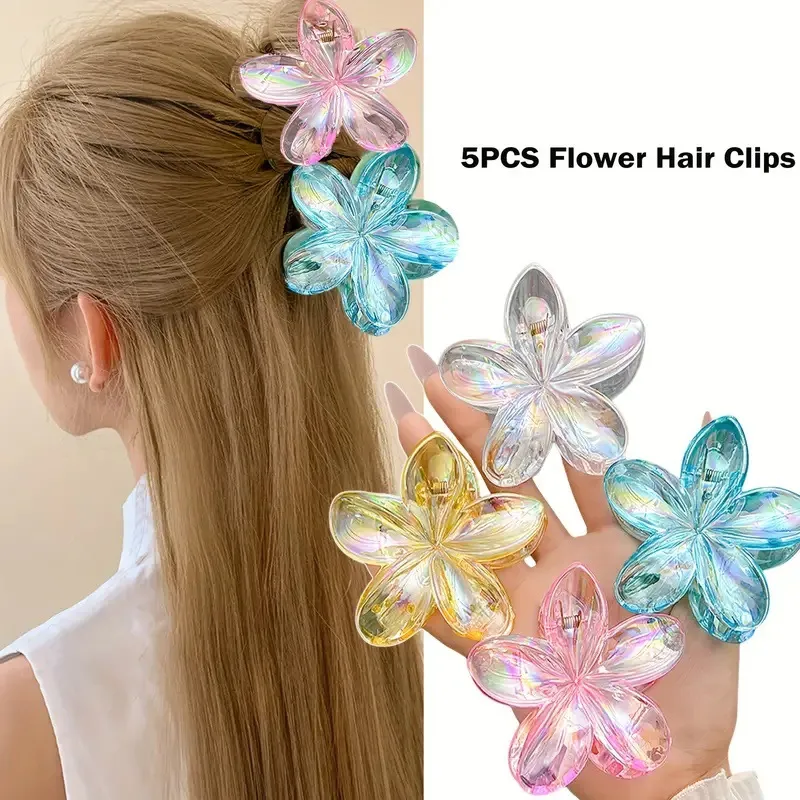Fashion Gradient Floral Hair Clip Simple Commuter Plastic Resin Grip