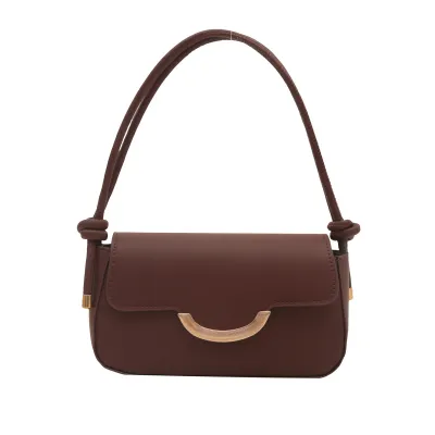 Simple Solid Color Small Square PU Shoulder Bag with Magnetic Buckle