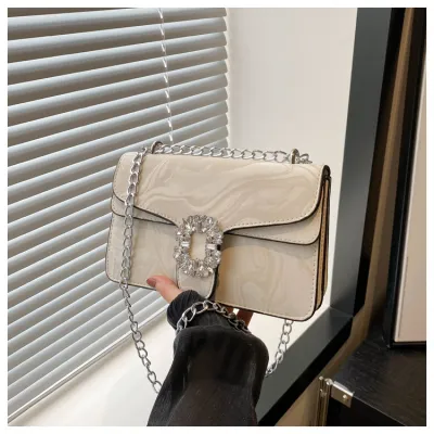 Fashionable Square Rhinestone Flip Shoulder Bag