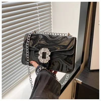 Fashionable Square Rhinestone Flip Shoulder Bag