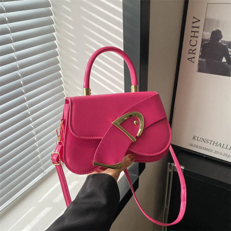 Fashionable Solid Color PU Shoulder Bag Urban Simplicity Horizontal Square Soft Nylon