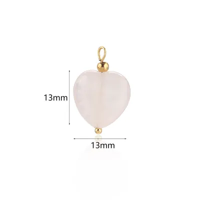 Boho Women Retro Natural Heart-Shaped Stone Pendant Stainless Steel Earrings
