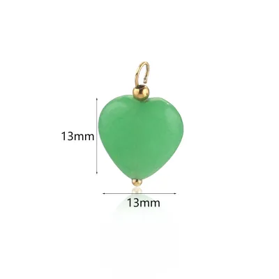 Boho Women Retro Natural Heart-Shaped Stone Pendant Stainless Steel Earrings