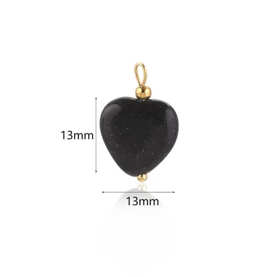 Boho Women Retro Natural Heart-Shaped Stone Pendant Stainless Steel Earrings