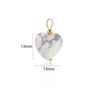Boho Women Retro Natural Heart-Shaped Stone Pendant Stainless Steel Earrings