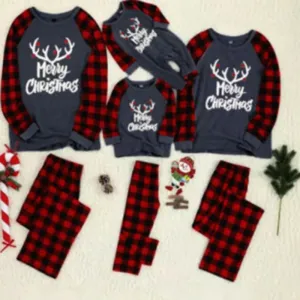 Fashion Christmas Elk Printed Family Long Sleeve Pajamas Set