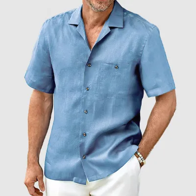 Men Summer Plus Size Casual Cardigan Lapel Short Sleeve Shirt with Tiny Flower Print