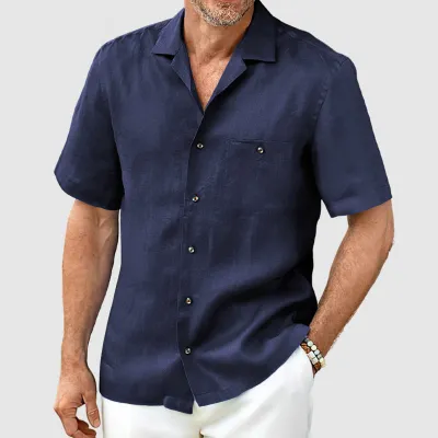 Men Summer Plus Size Casual Cardigan Lapel Short Sleeve Shirt with Tiny Flower Print