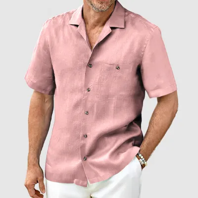 Men Summer Plus Size Casual Cardigan Lapel Short Sleeve Shirt with Tiny Flower Print