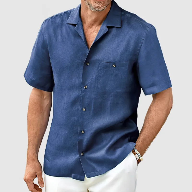Men Summer Plus Size Casual Cardigan Lapel Short Sleeve Shirt with Tiny Flower Print