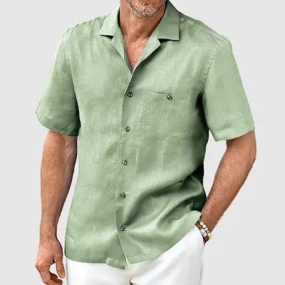 Men Summer Plus Size Casual Cardigan Lapel Short Sleeve Shirt with Tiny Flower Print