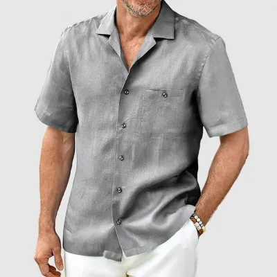 Men Summer Plus Size Casual Cardigan Lapel Short Sleeve Shirt with Tiny Flower Print