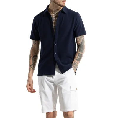 Men Summer Plus Size Casual Cardigan Lapel Short Sleeve Shirt with Tiny Flower Print