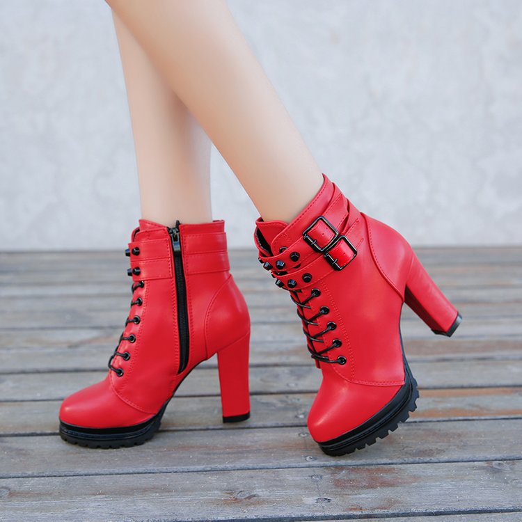 Wholesale Autumn And Winter Fashion Lace-Up High Heel Ankle Wholesale Autumn And Winter Fashion Lace-Up High Heel Ankle