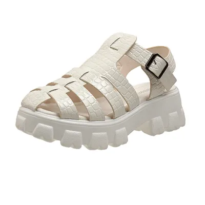 Stylish Chunky Platform PU Sandals with Round Toe and EVA Sole