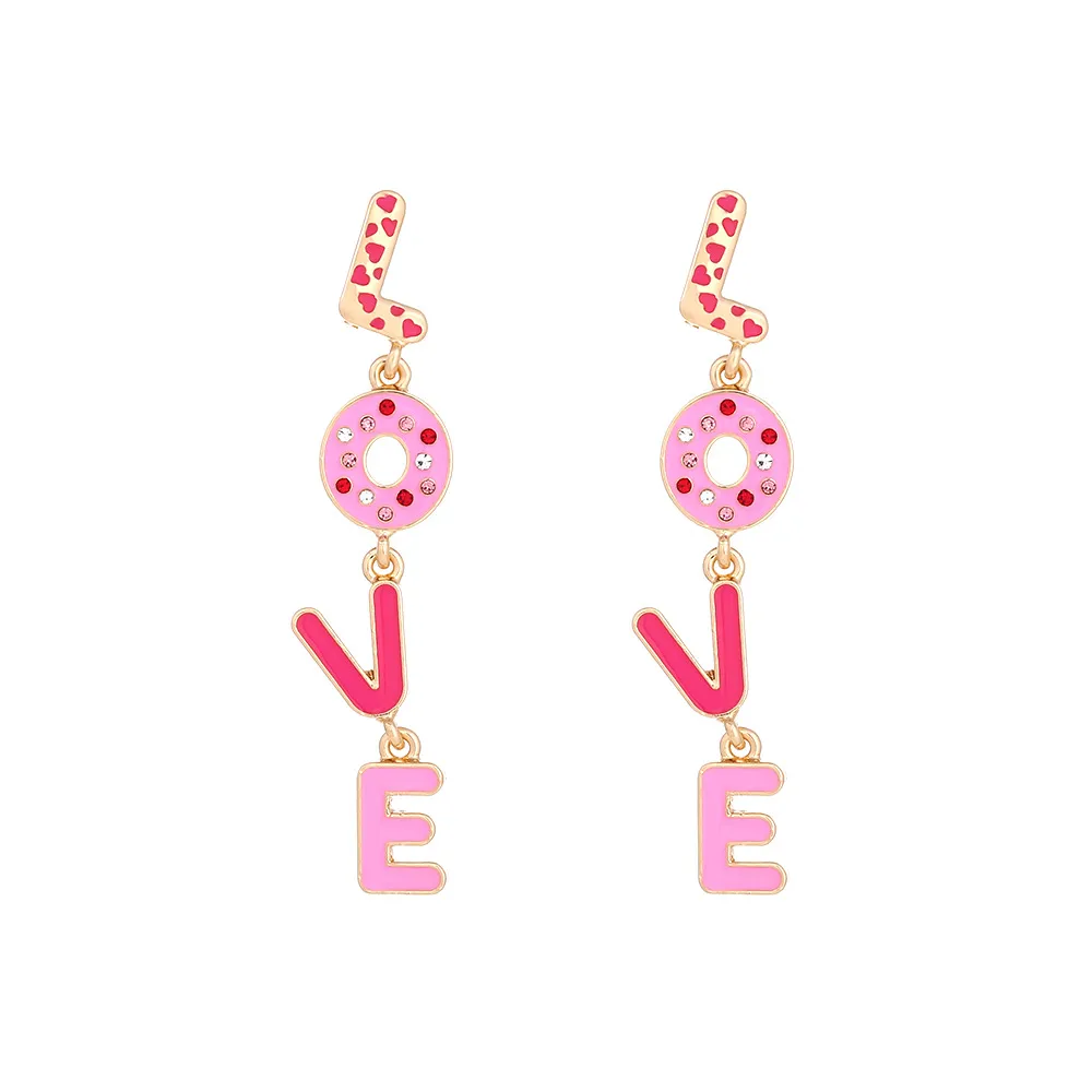 Valentine Day Simple Love English Letter Design Alloy Rhinestone Earrings