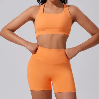 Women's Yoga Sleeveless Two-Piece Set - Solid Color Nylon Blend Sportswear