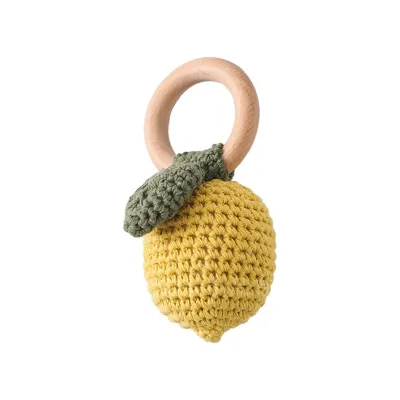 Kids Crochet Fruit Rainbow Wooden Rattle Toy