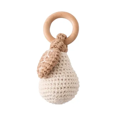 Kids Crochet Fruit Rainbow Wooden Rattle Toy