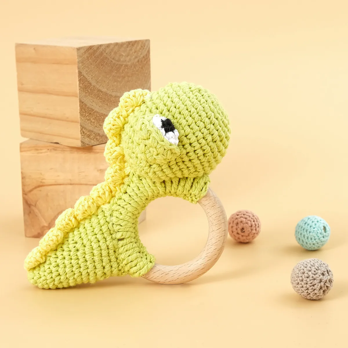 Kids Fashion Handmade Knitted Dinosaur Crochet Rattle Toy