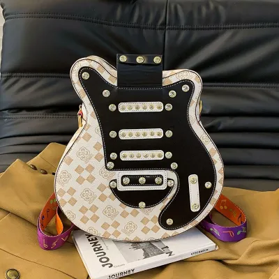 Creative Personality Guitar Pattern PU Zipper Shoulder Bag