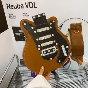 Creative Personality Guitar Pattern PU Zipper Shoulder Bag